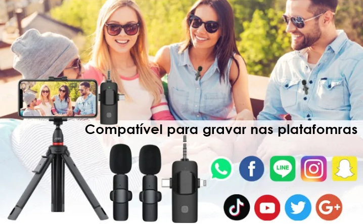 Microfone Profissional 4 em 1 Wireless